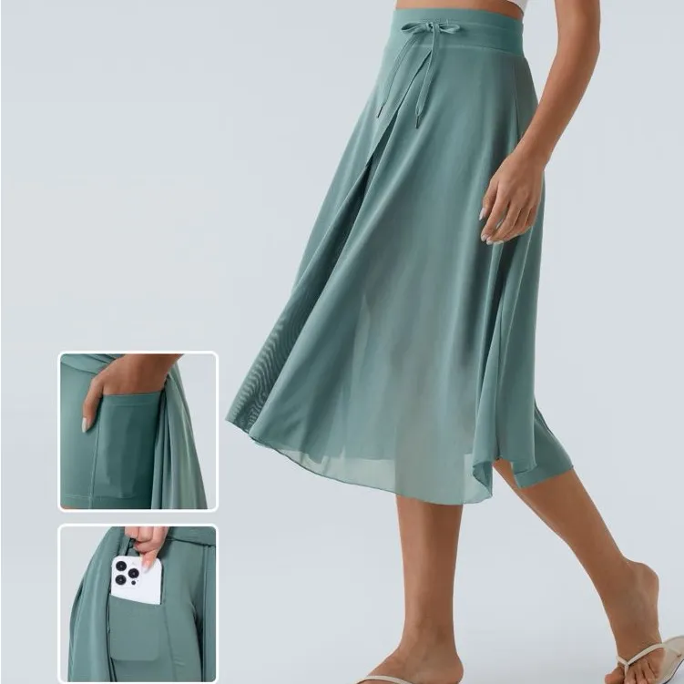 Halara High Waist Mesh Midi Skirt Size Large Mineral Blue - Image 2