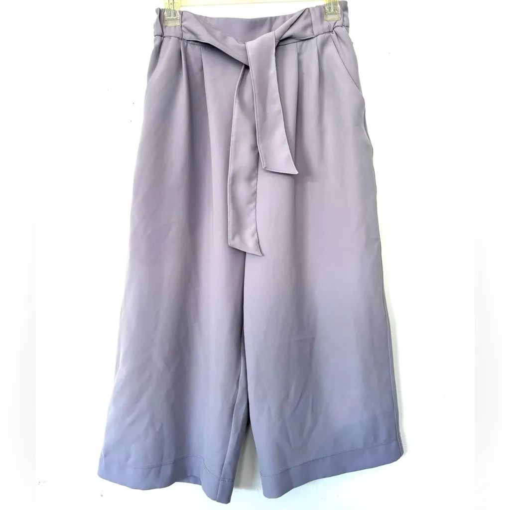 Lululemon Noir cropped Pants wide leg high rise tie waist sz 6 - Image 5