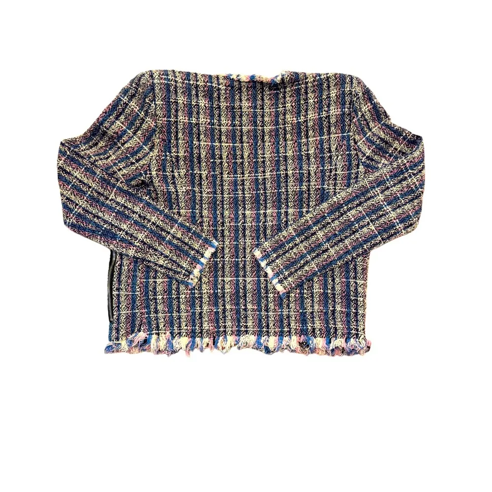 IRO Frankie Blue, Pink, Black & Cream Tweed Blazer Jacket US XS - Image 5