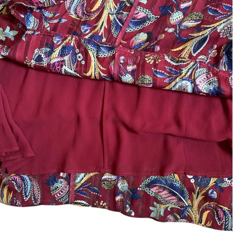 & Other Stories Red Floral Print Midi Dress Lined Tie Waist Size 6 Boho Cottage - Image 8