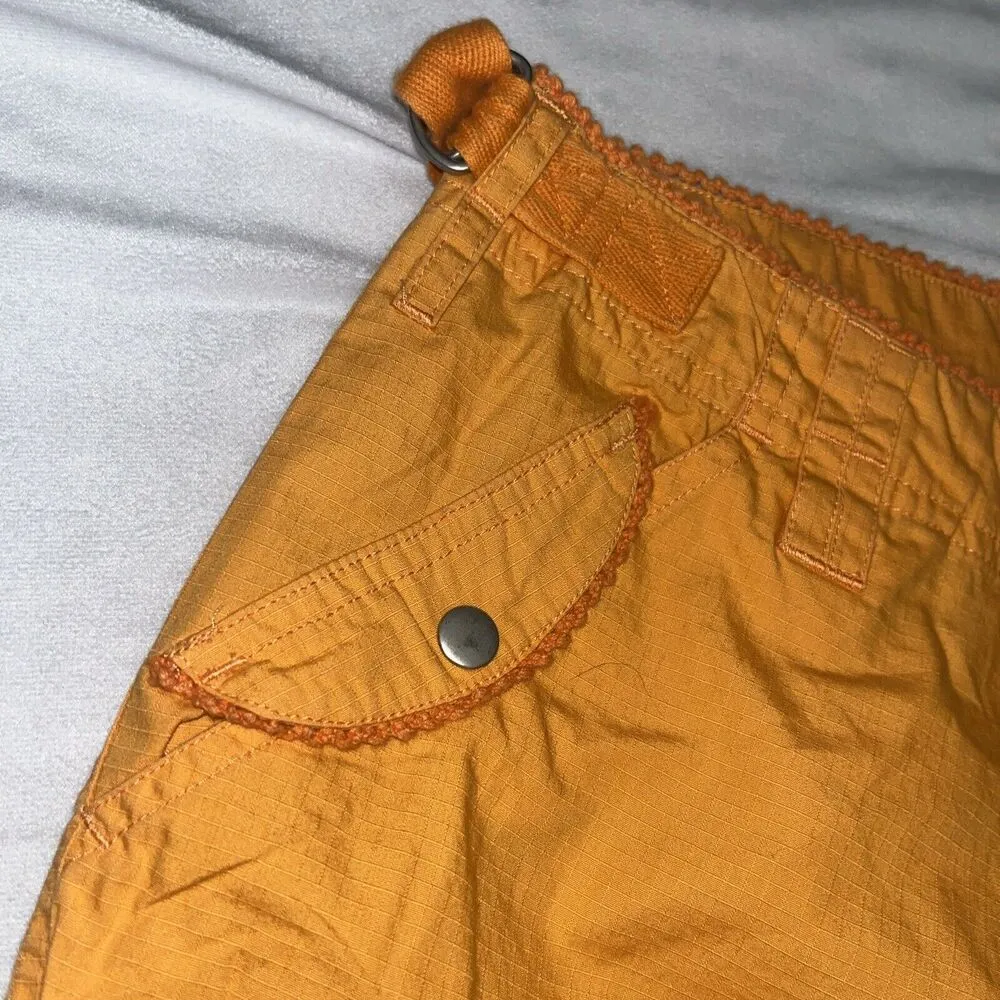 Y2K Lizzie McGuire Fashion Candies Orange Floral Embroided Zip Off Cargo L - Image 9