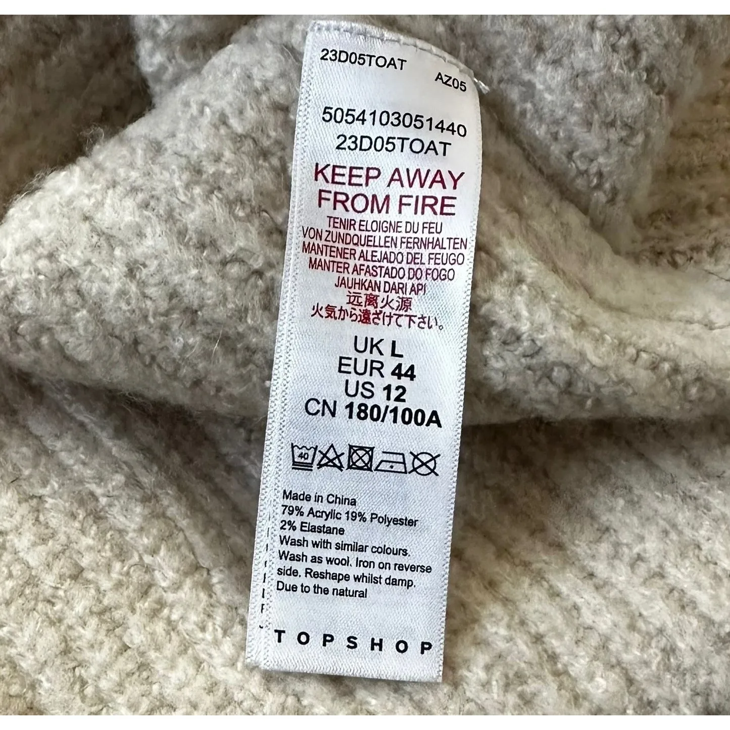 Topshop Stone Knit Knee Length Turtleneck Sweater Dress Women's Size 12  31-13-3 - Image 3