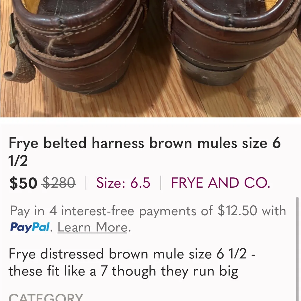 Frye Harness Mules Boots Brown Leather Shoes Size 6 - Image 10