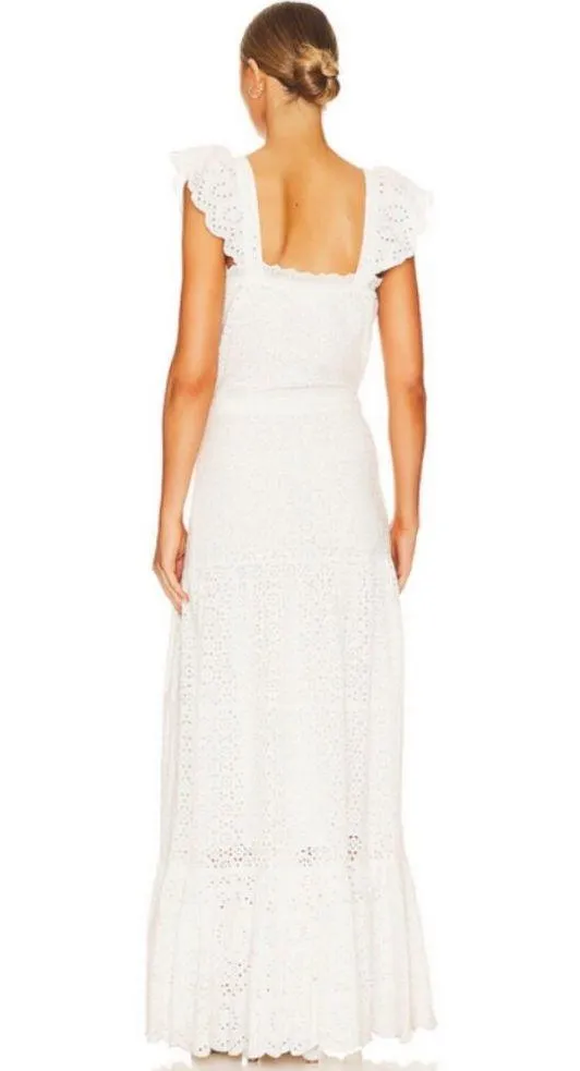 💕VERONICA BEARD💕 Aislin Broderie Anglaise Eyelet Cotton Maxi Dress White 6 NWT - Image 5