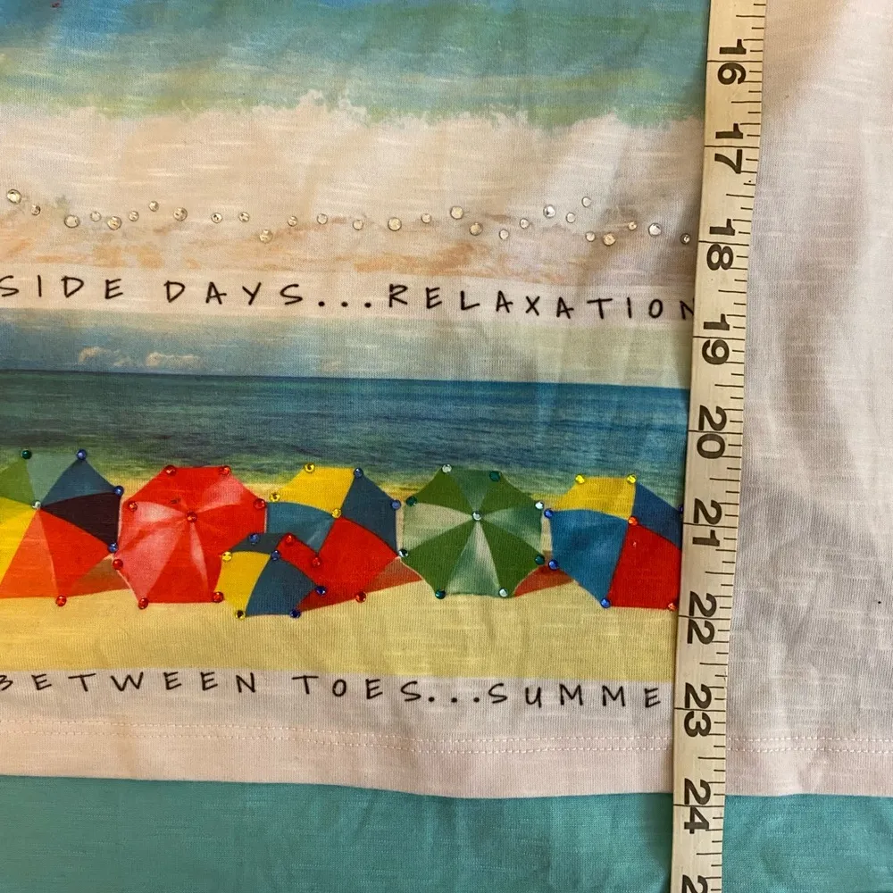 NWOT Style & Co Blue/White High Low Sleeveless Top Beaded Sz S - Image 10