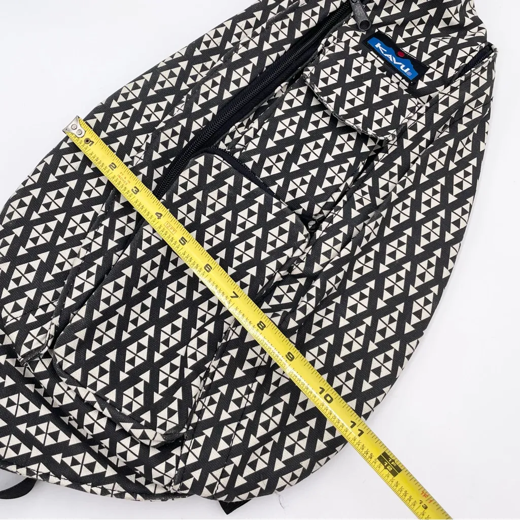 Kavu Rope Crossbody Bag Cotton Canvas Black White Geometric Aztec Travel Pack - Image 9