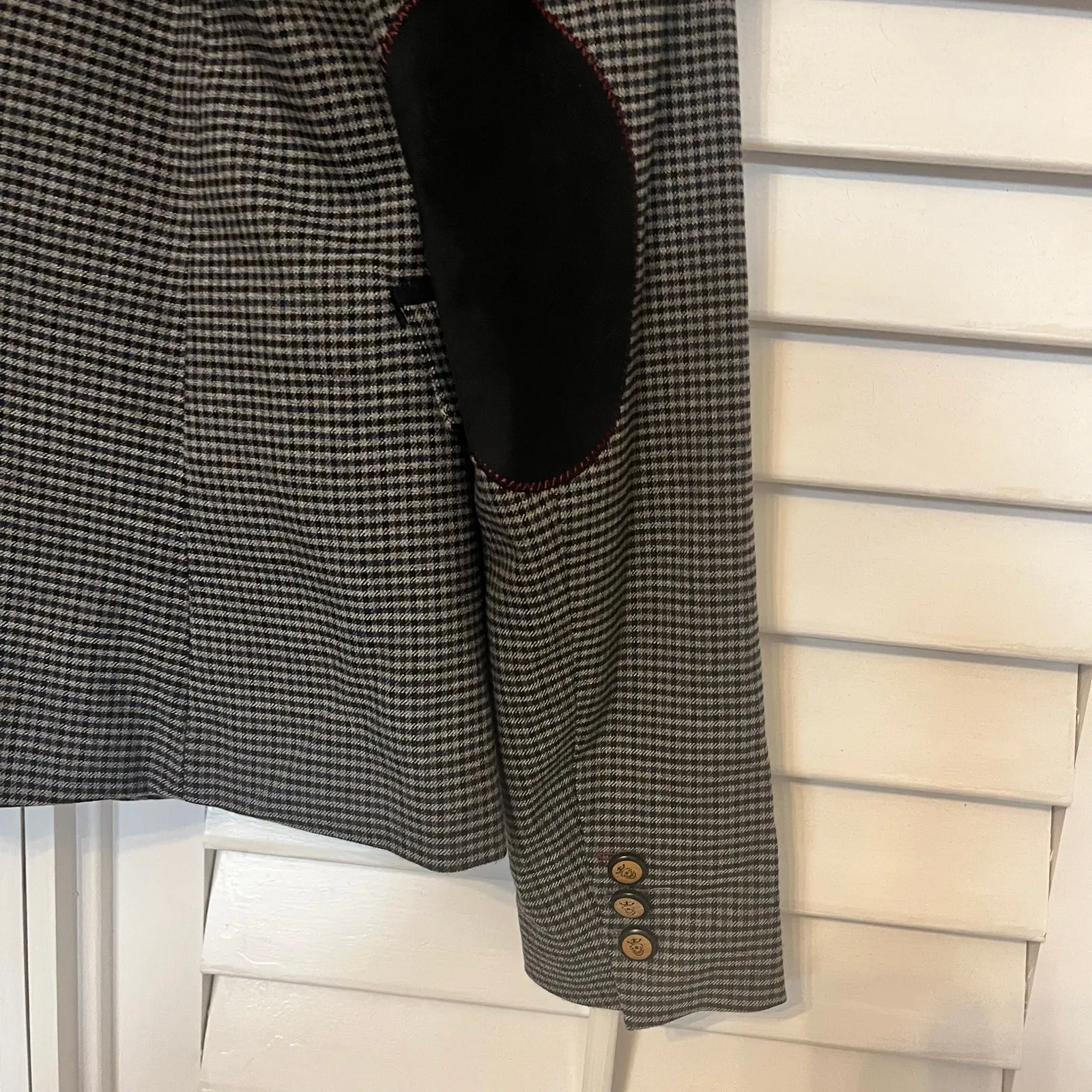 Massimo‎ Fabbro Italy Plaid Elbow Sole Patch Blazer Size Small Gray - Image 5