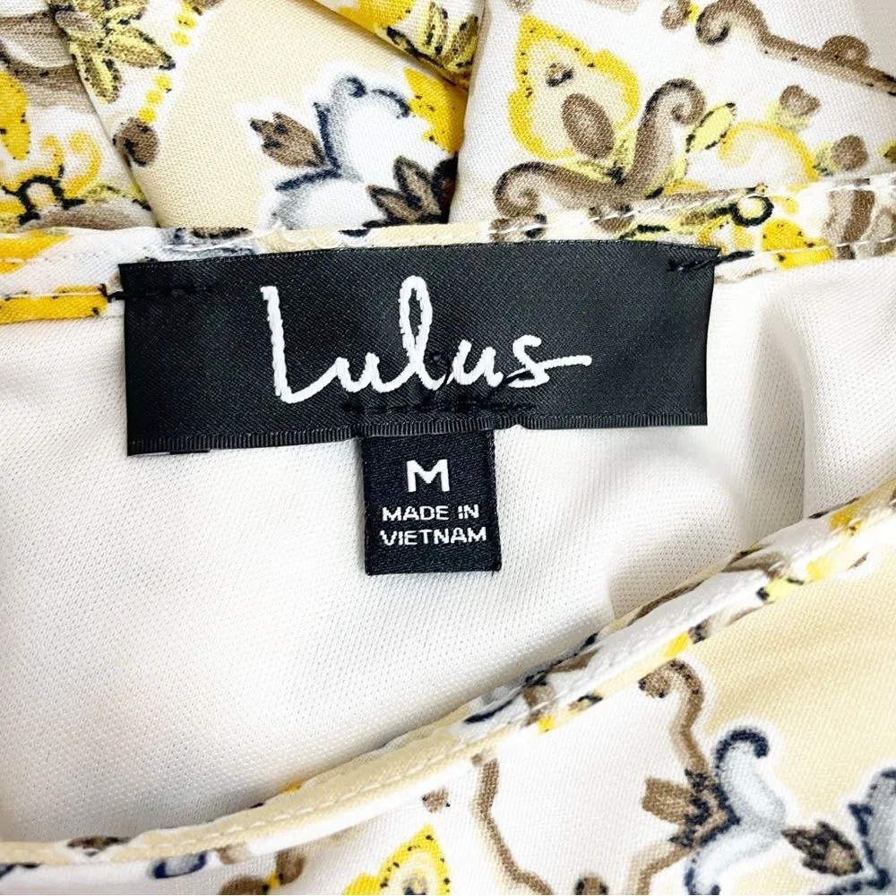 Lulus Dandy Lion Yellow White Tile Print Mini Shift Dress Women’s Size Medium - Image 9
