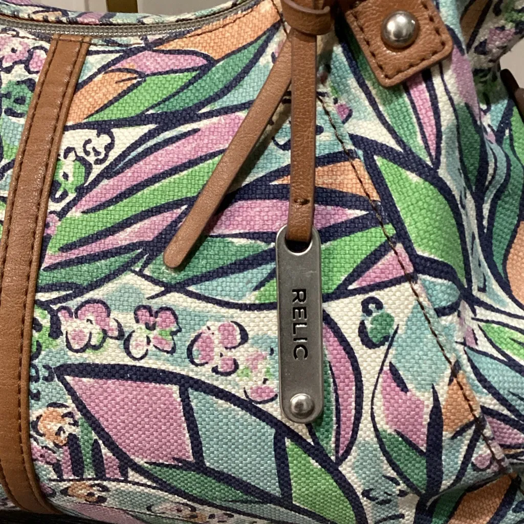 Relic Floral Shoulder Bag with Tan Straps - Image 2