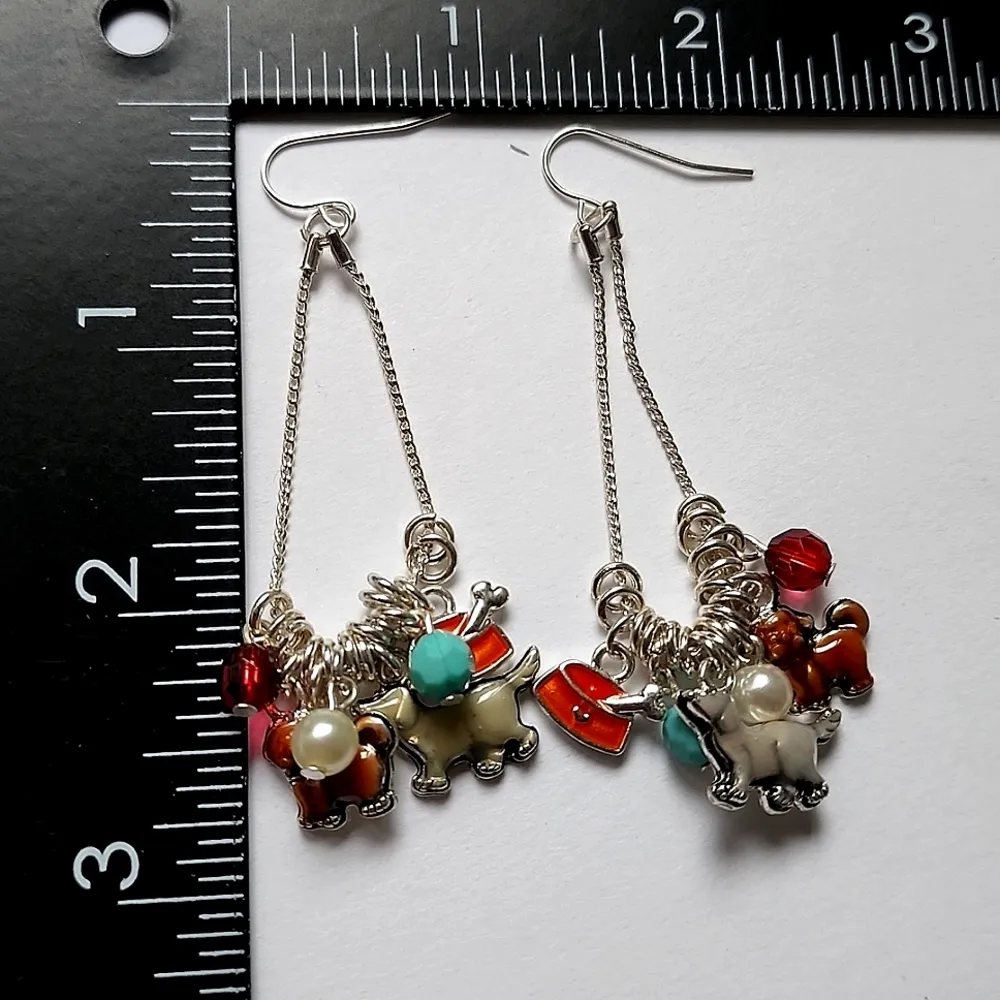 Silver Chain Drop Earrings with Dog Charms - Image 5