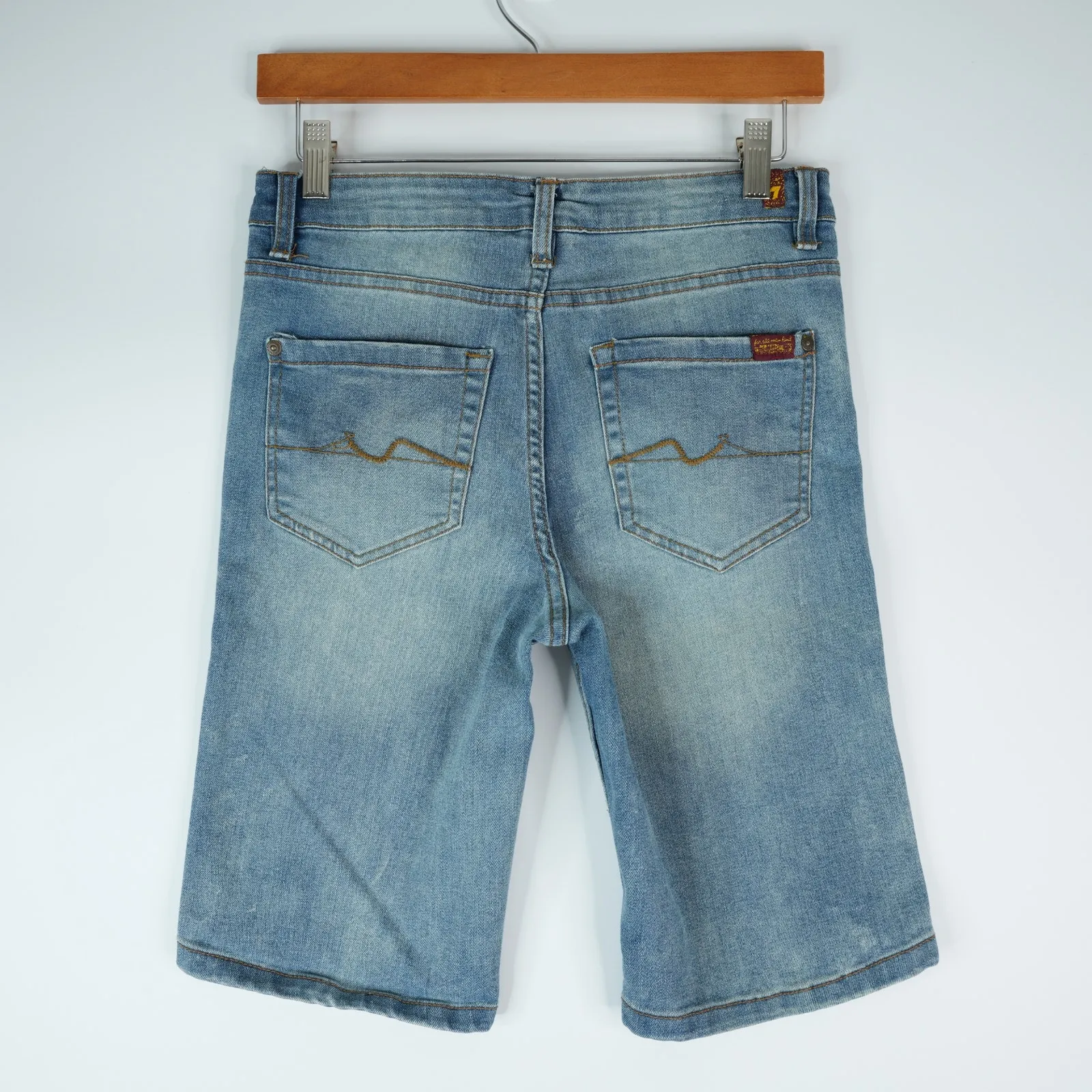 7 For All Mankind Bermuda Shorts Womens 16 (28x10) Blue Denim Jorts Stretch - Image 2