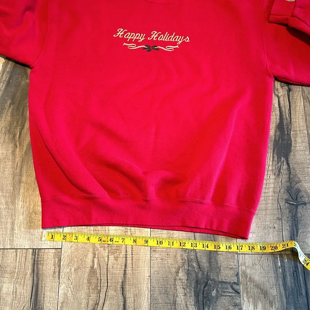 Vintage 90s Happy Holidays Ugly Christmas Holiday Red Sweater Womens Large - Image 4