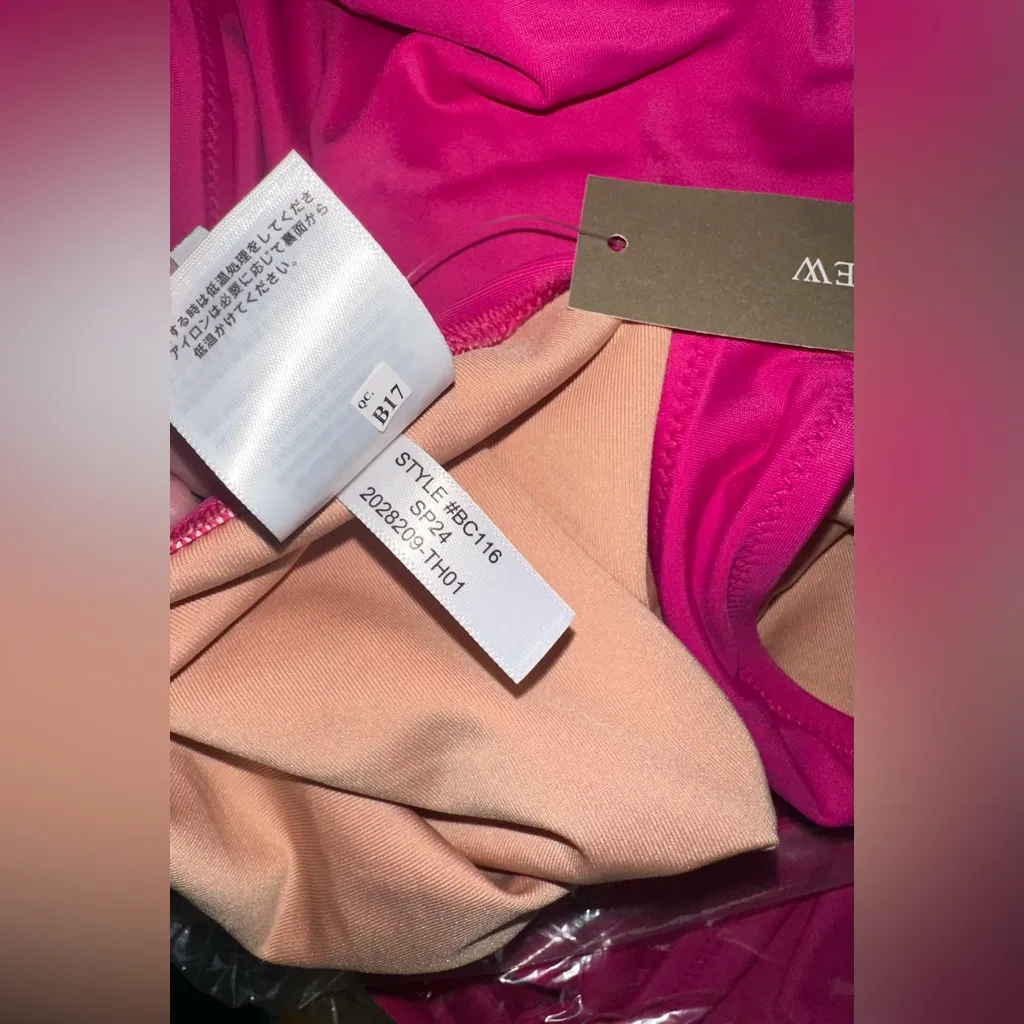 J Crew SwimSuit‎ Women’s Size 16 Pink Fuchsia Ruched One-Piece V Neck Beach NWT - Image 9