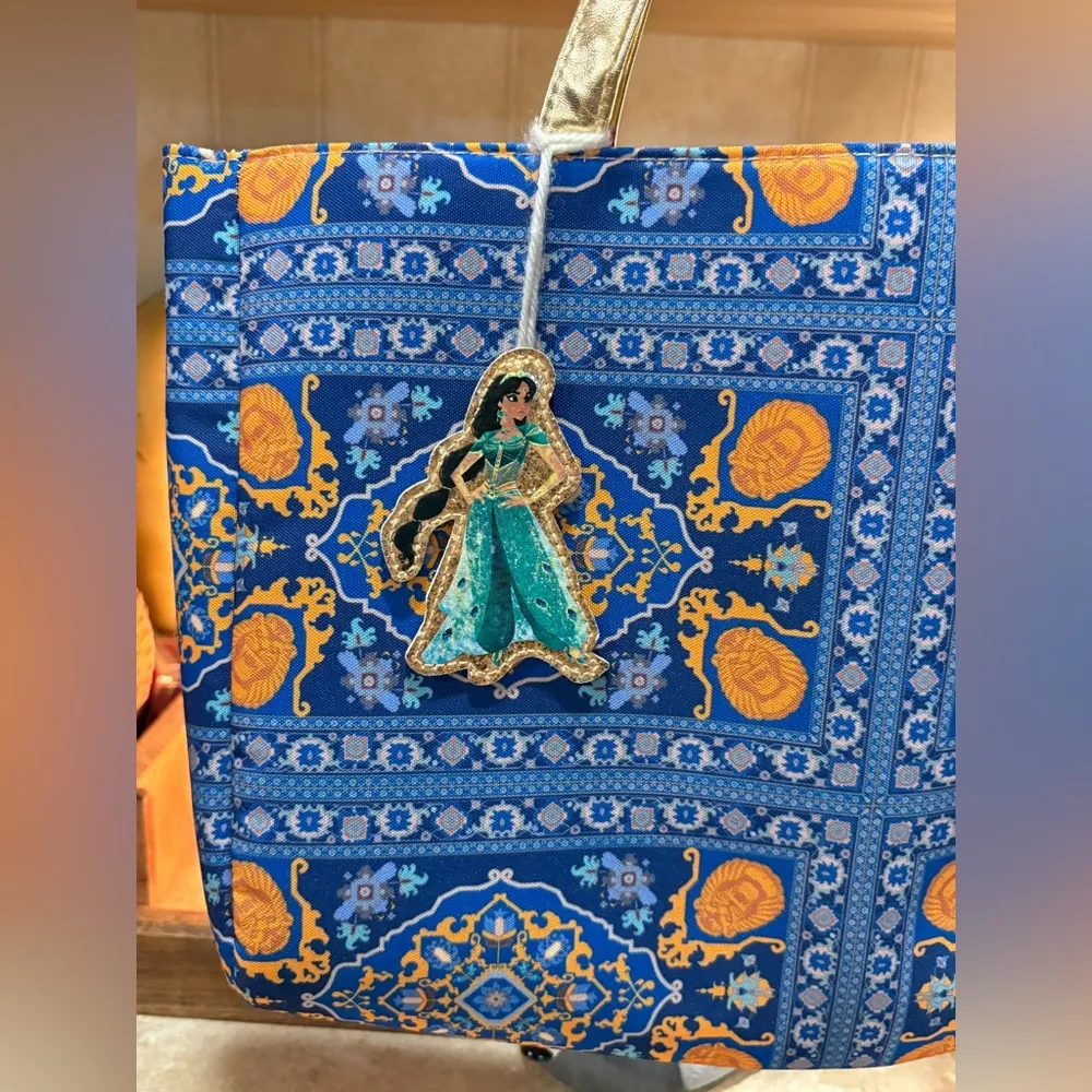 Girls’ Disney Princess Aladdin Jasmine Tote Shoulder Bag Handbag Blue/Golden - Image 2