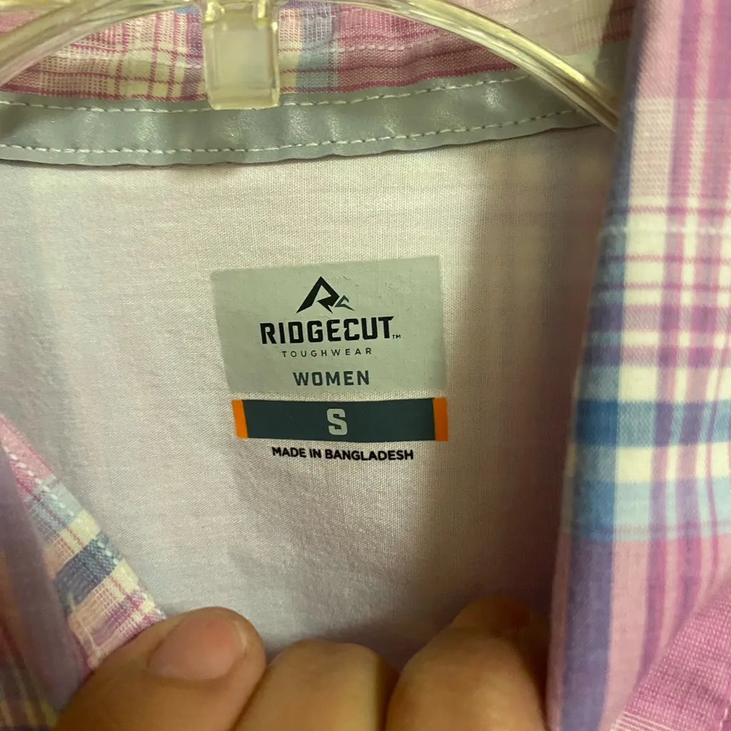 Ridgecut Womens Button Down Plaid Shirt S Small Pink Blue Bust 40” Runs Big L - Image 4