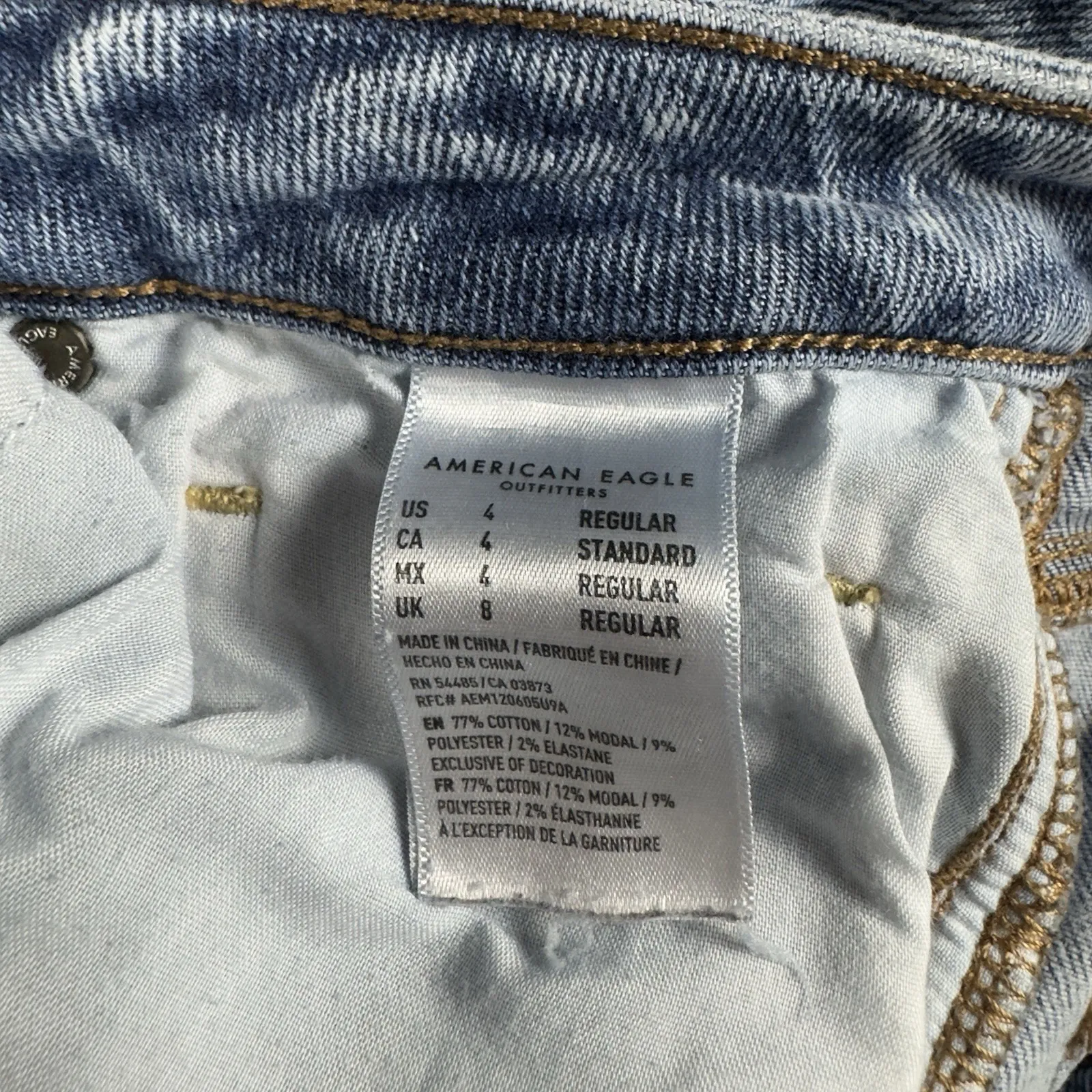 American Eagle Mom Jean Women's Size 4 Blue Distressed High-Rise Tapered Leg‎ - Image 7