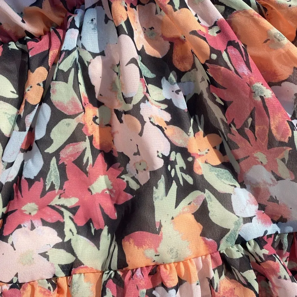 NWT PacSun la hearts floral ruffle mini top size small strapless chiffon - Image 9