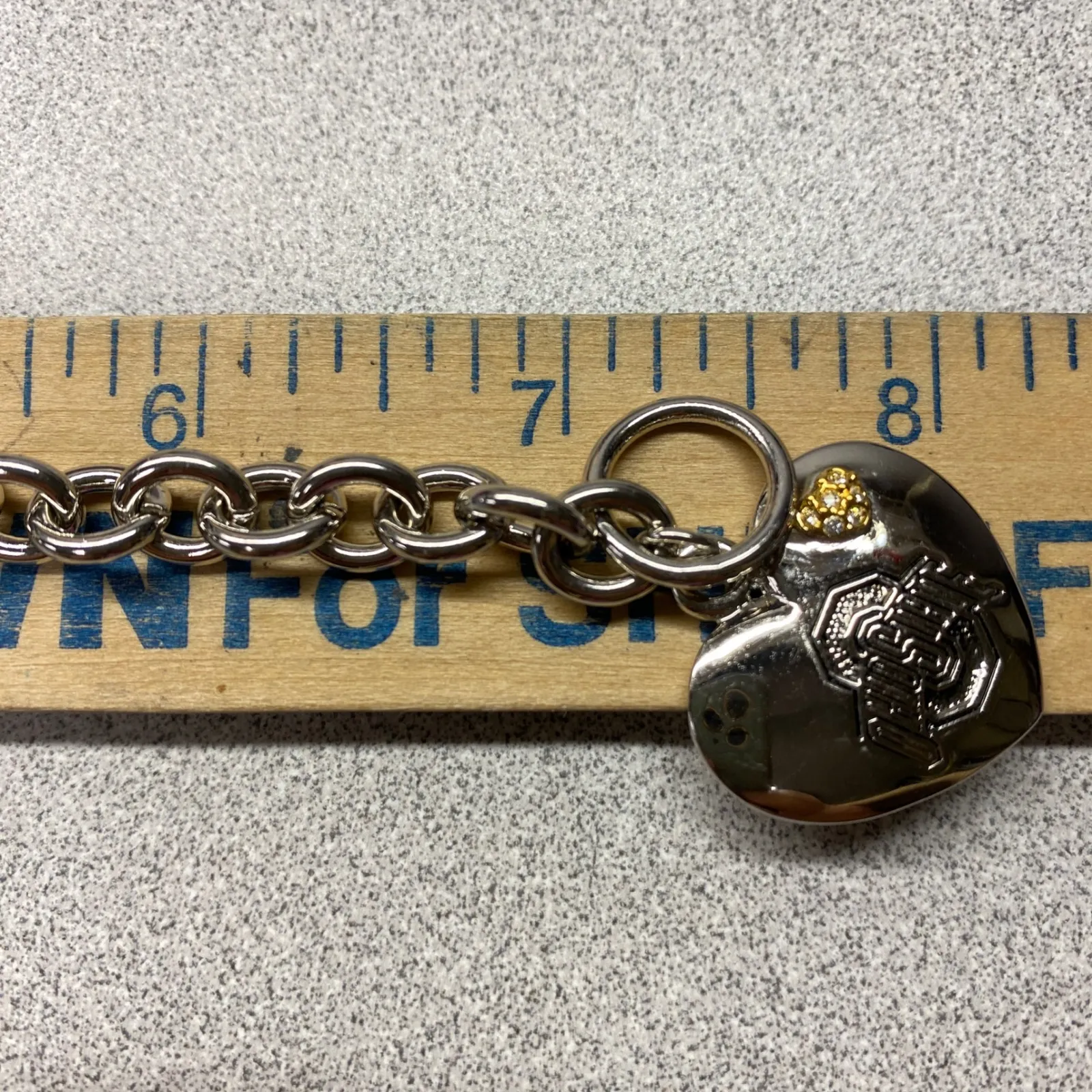 Danburry Mint Ohio State Buckeyes Heart Charm Toggle Bracelet Silver Tone - Image 9