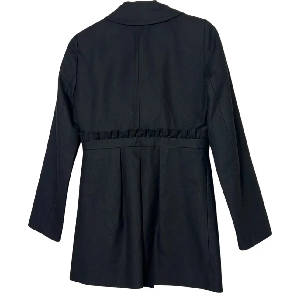 J. Crew Trench Coat Long Fully Lined Long Sleeve Ruffle Belt Collared Fashion - Image 2