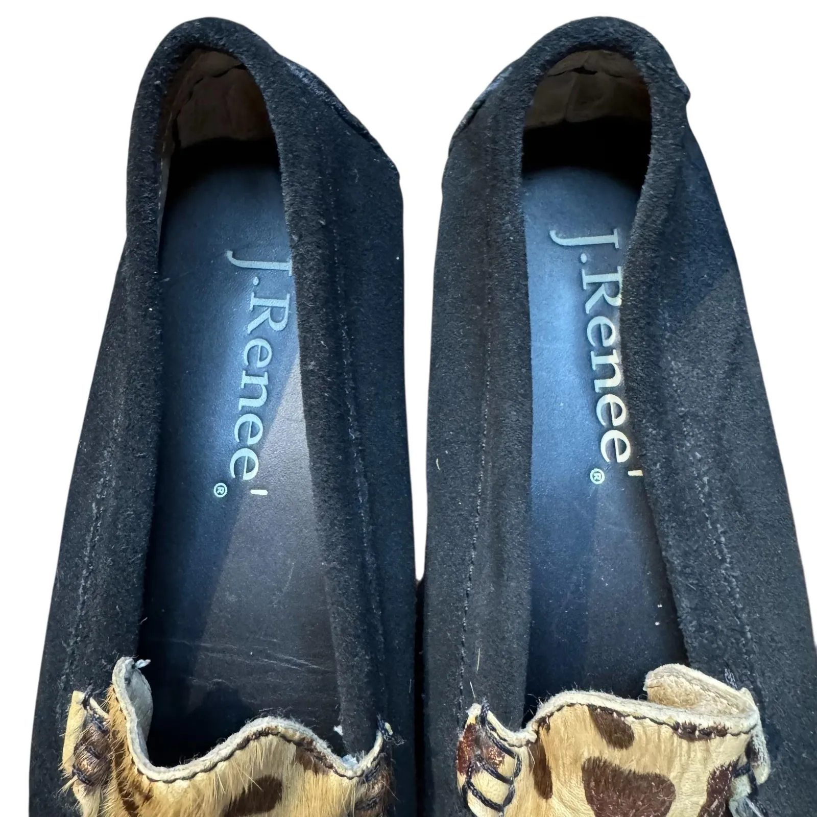 J Renee Shoes Womens Size 7.5‎ Black Avalon Leopard Calf Hair Driving Loafers - Image 3