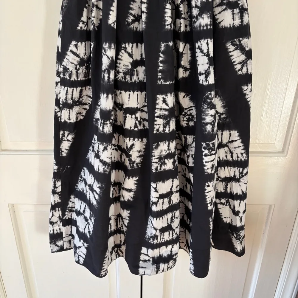 Ulla Johnson Akshara Dress Paragon Size 2 Tie Die Midi Dress Black White Smocked - Image 12