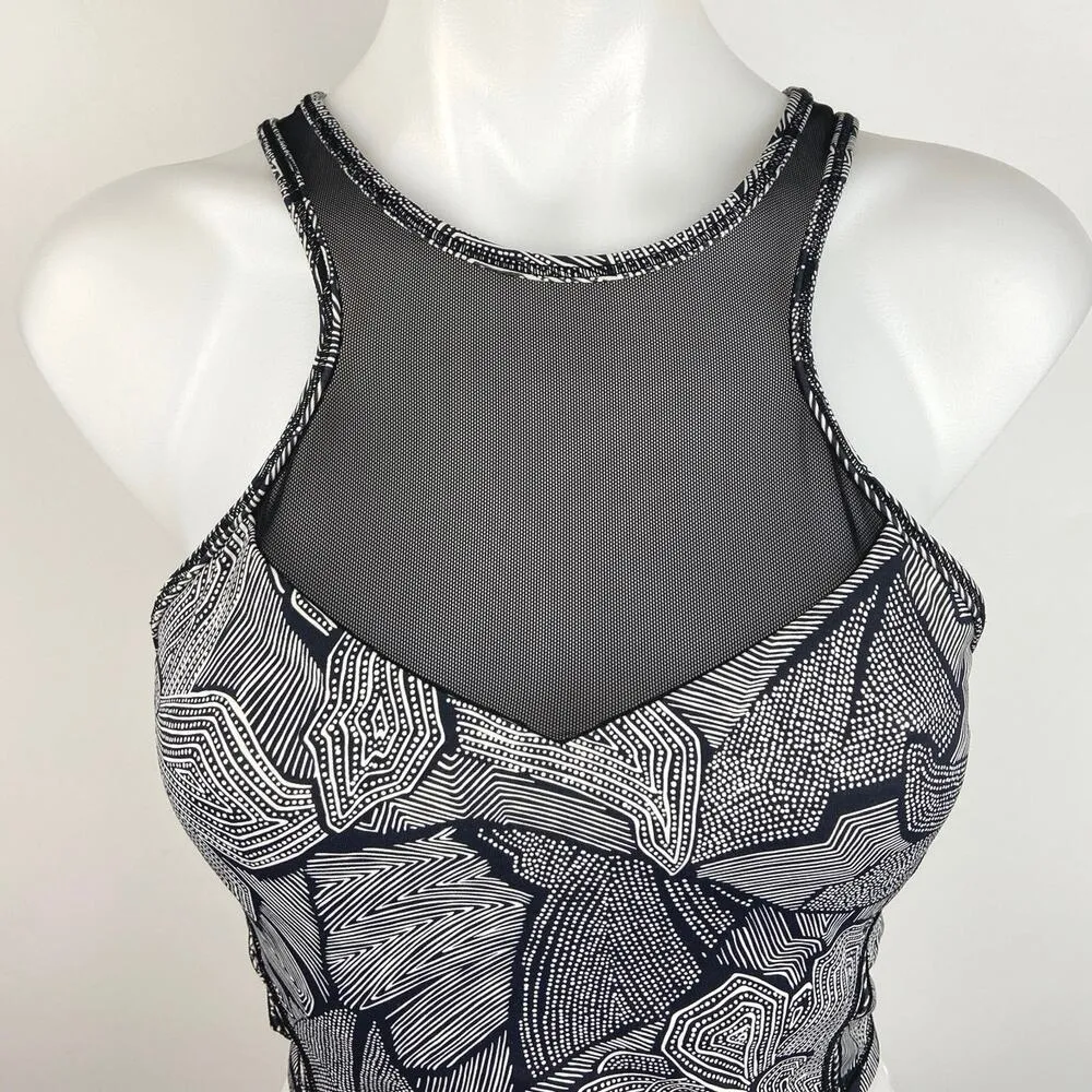 Lululemon Black Get It Om Mini Dottie Tribe Mesh Racerback Sports Bra Crop Top S - Image 3
