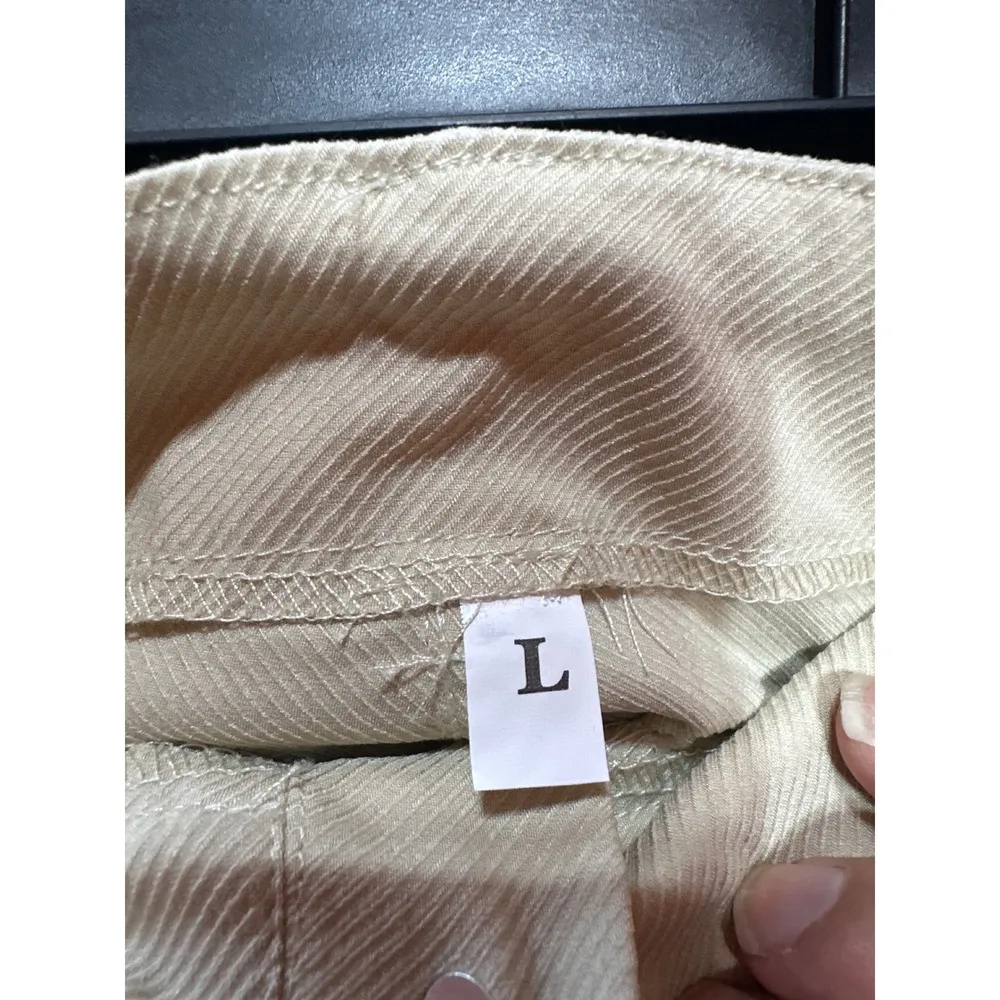 Heng Sheng Jeans Cargo Pants Wide Leg Utility Khaki Trousers Women's L Tan Size L - Image 4