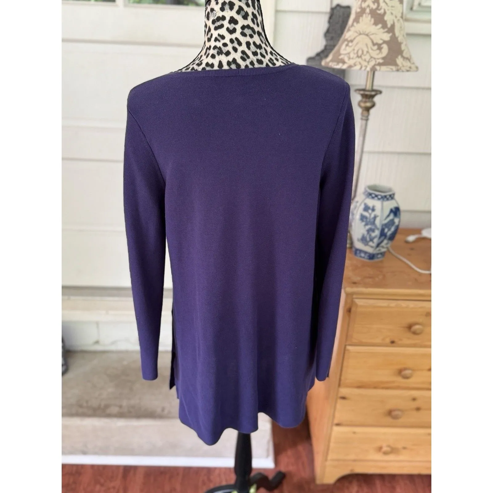 Eileen Fisher Purple Knit Pullover Sweater Petite Medium PM Organic Cotton - Image 2