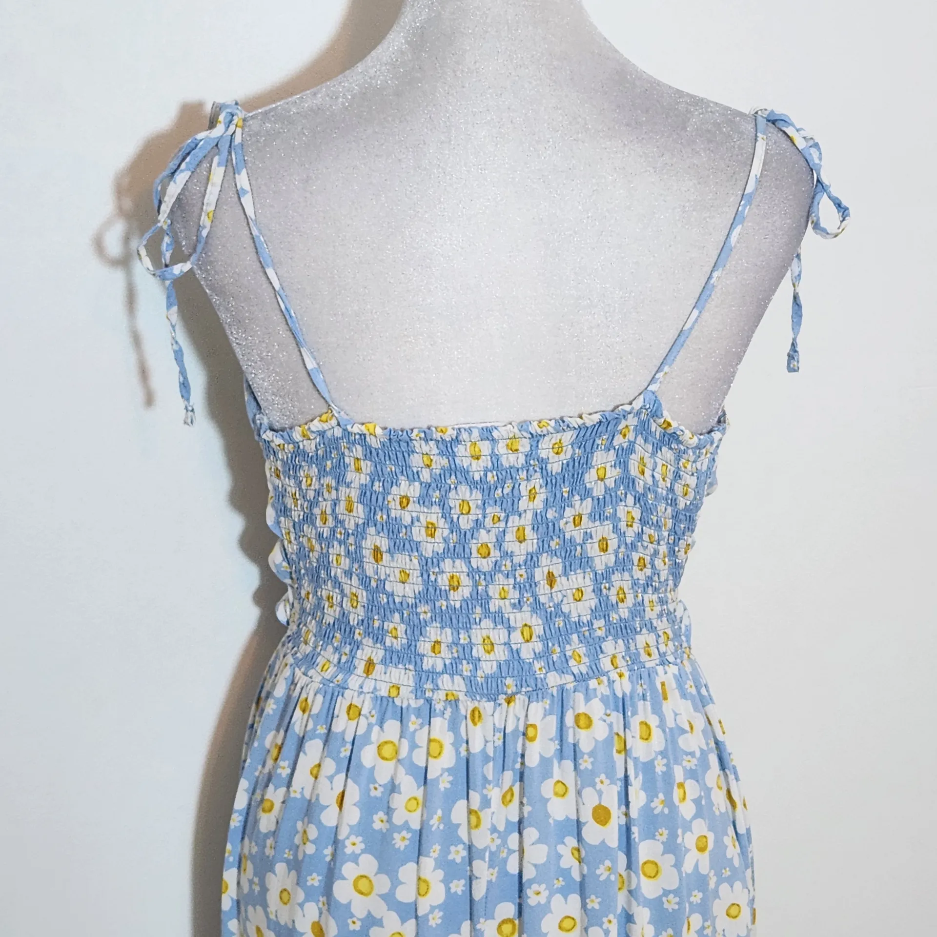 Birch & Stone Blue Floral High Low Boho Dress with Cut - Image 5