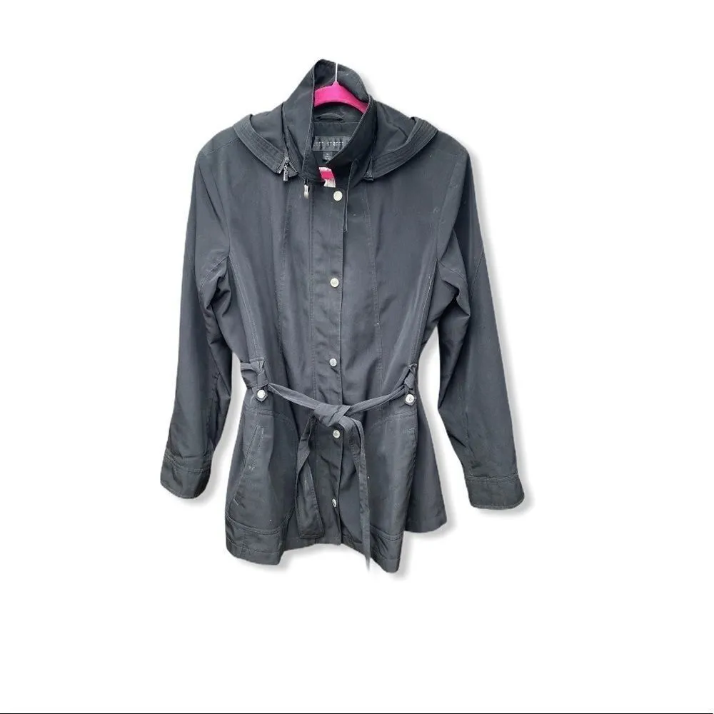 Fleet Street Belted Jacket‎ with Hood Black Size XL - Image 11
