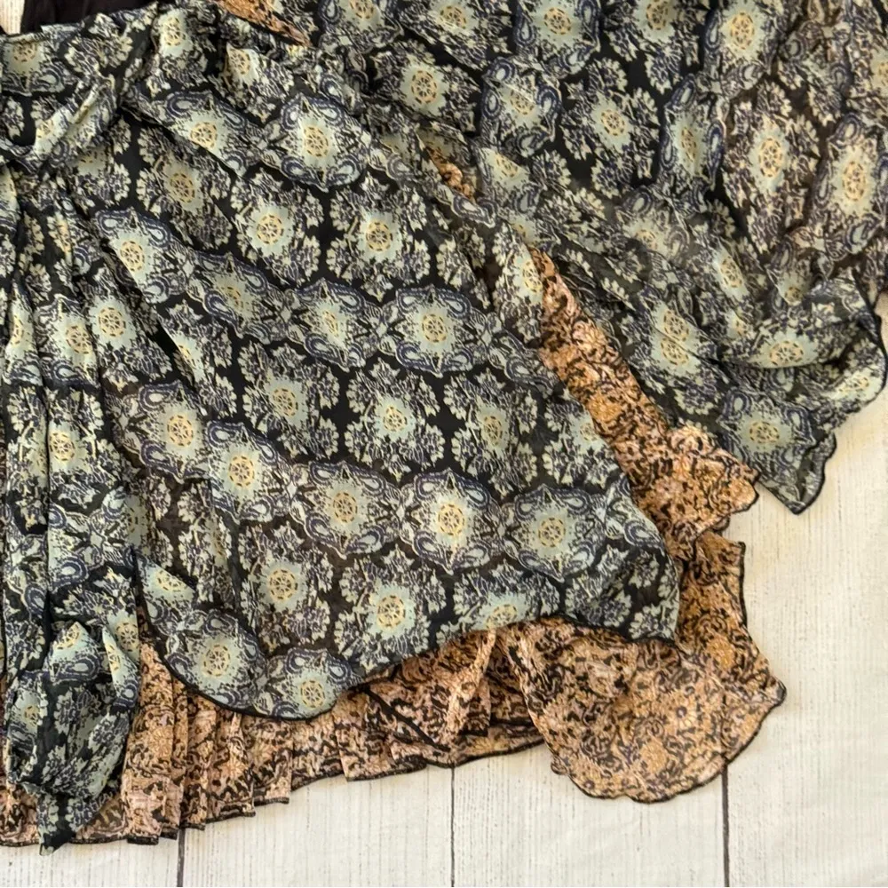 Free People Gabi Tunic Top size small black tan ruffles NEW - Image 12