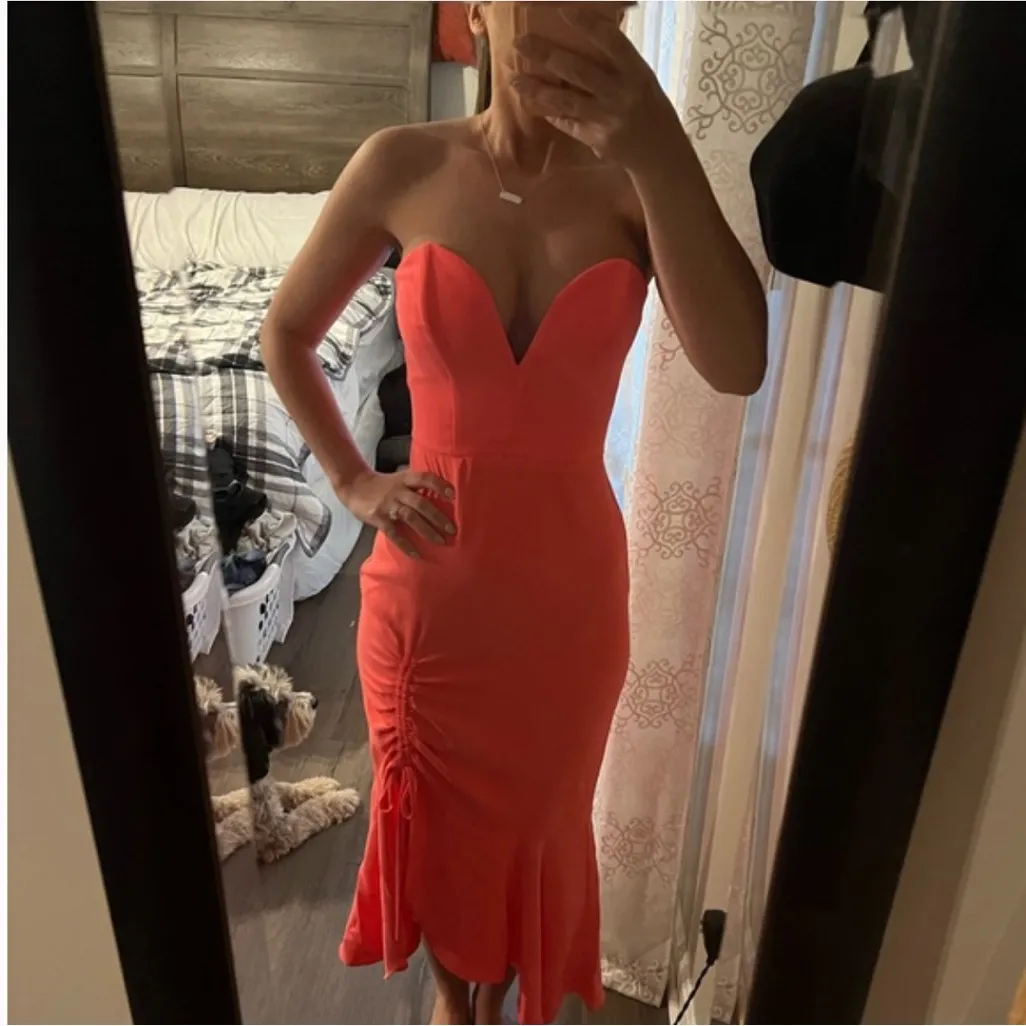 NEW Amanda Uprichard Rayna Ruffled Ruched Cocktail Party Dress Pink - Image 2