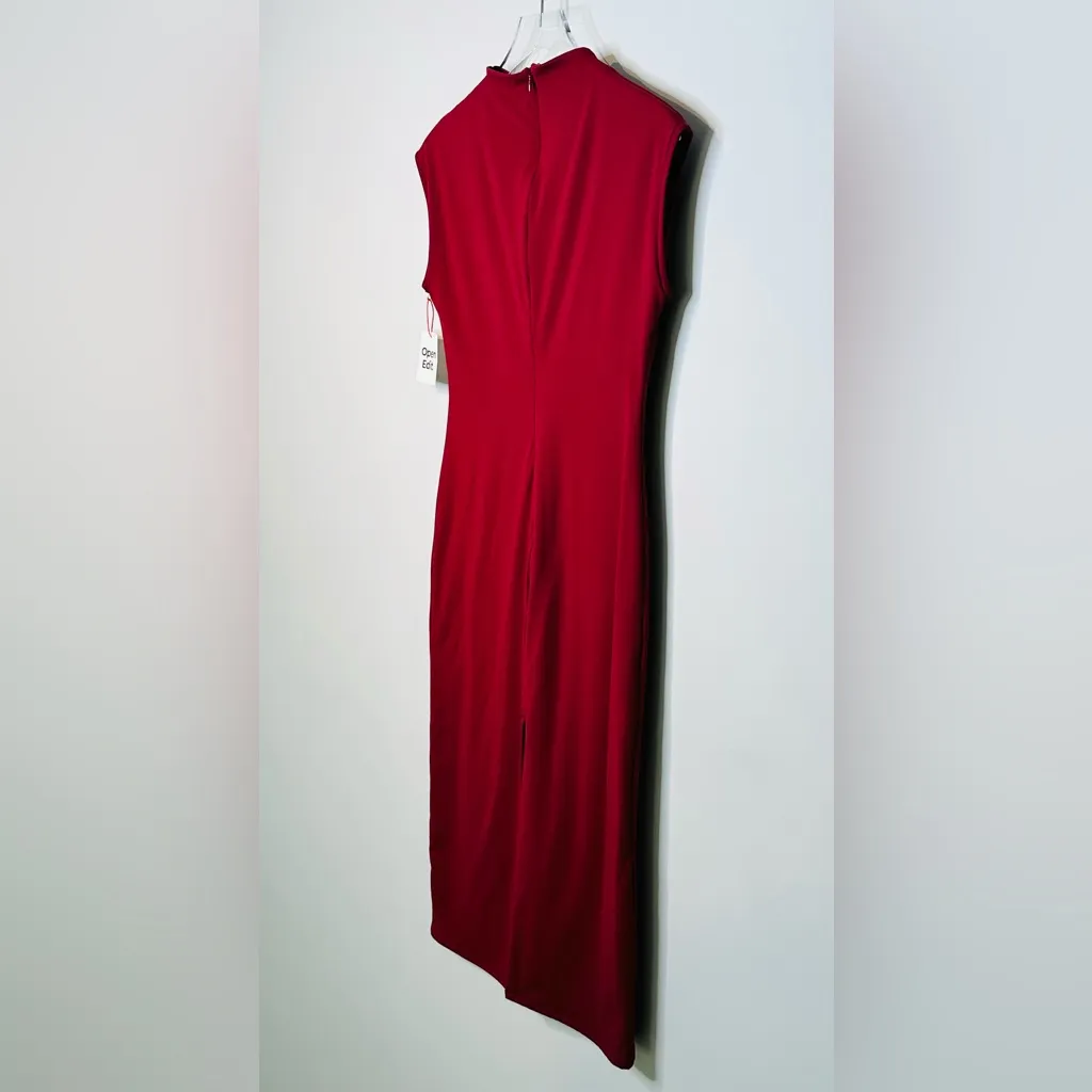 Open Edit Smooth Edit Funnel Neck Burgundy Wine Red Midi Dress Size M NWT - Image 8