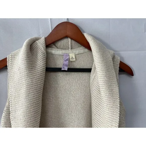Alya Cream Knit Hooded Open vest/cardigan Sleeveless Size M - Image 2