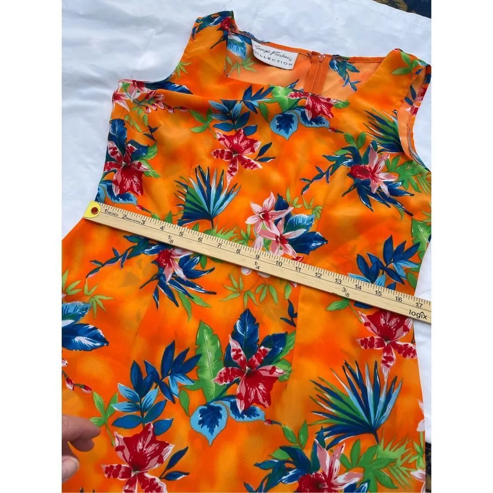 Vintage Giorgio Fiorlini size M ( tag 11/12) tropical sheath dress beach vacay. Orange Size M - Image 6