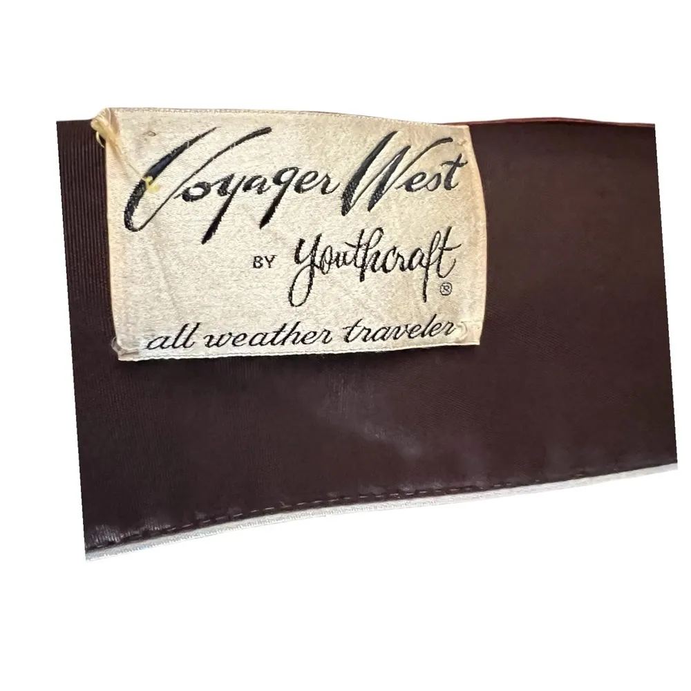 Vtg. Voyager West Brown piping trim retro lightweight all weather spring coat. Size undefined - Image 7