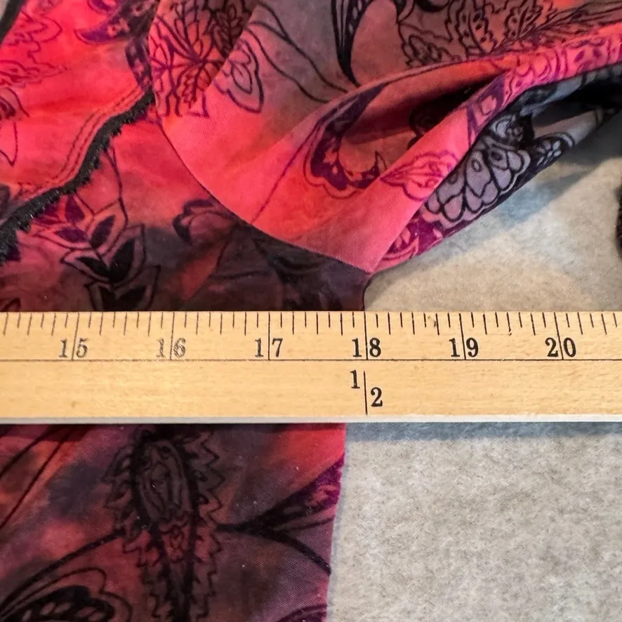 Vintage Y2K Dressbarn Top Womens M Pink Black Square Neck Velvet Embossed Floral - Image 11