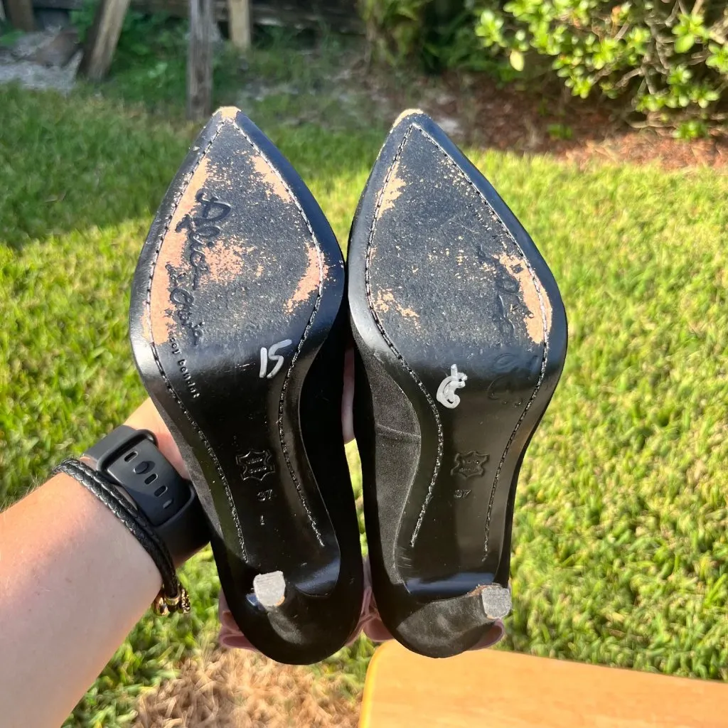 Alice + Olivia Black Velvet Pink Bow Stiletto Pumps Size 37 / US 6.5 - Image 7