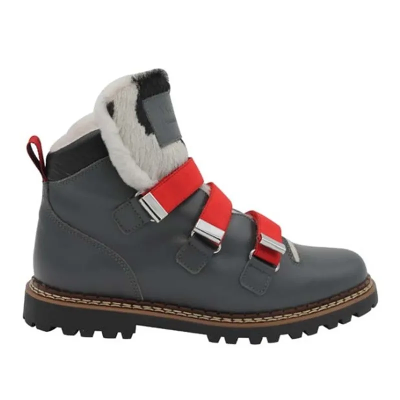 New Ammann Lavin 8.5 boot Grey leather red cowhide lambs fur Luxury Designer Gray - Image 5