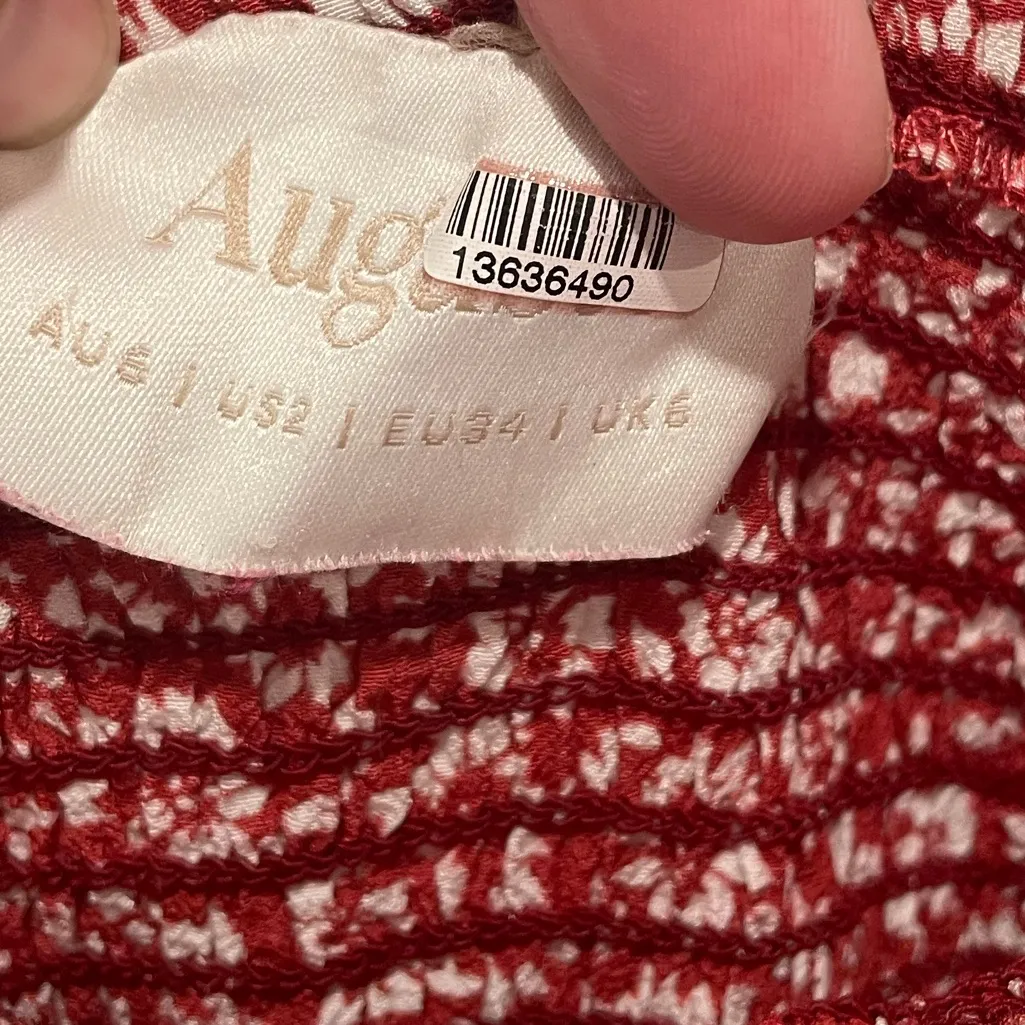 Auguste Marlower Shirred Mini Dress Size‎ 2 Red - Image 4