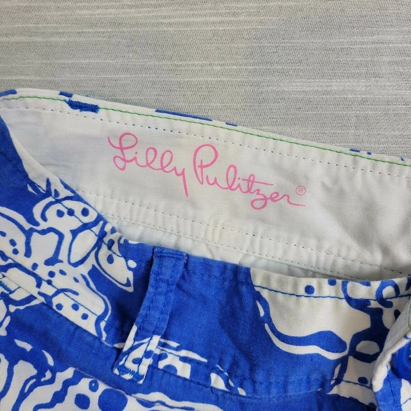 Lilly Pulitzer Fair Isle Shorts 0 Blue White Tropical Floral 2" Inseam Summer - Image 2