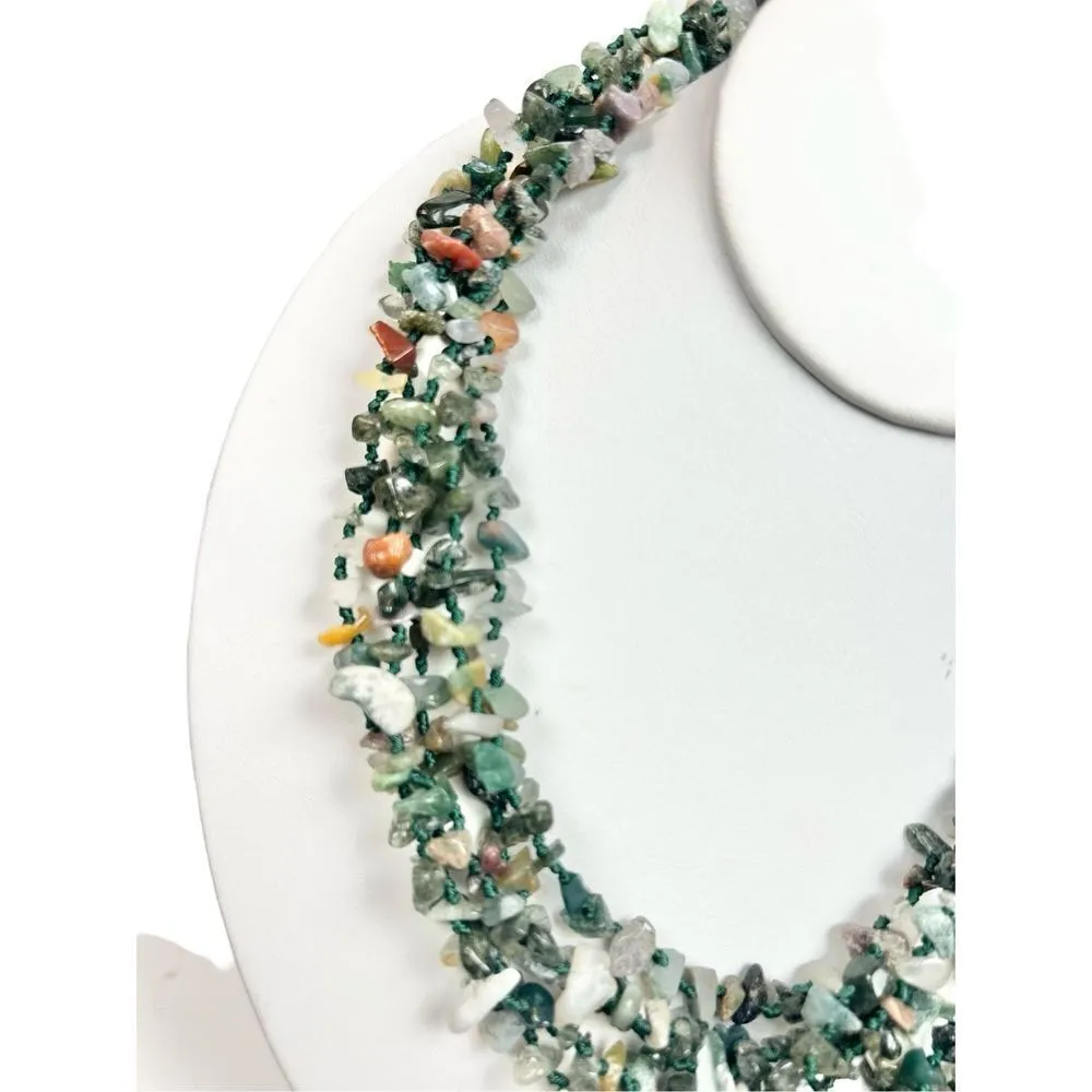 Natural Gemstone emerald green Chip Bead Assorted Stone multilayered necklace - Image 5