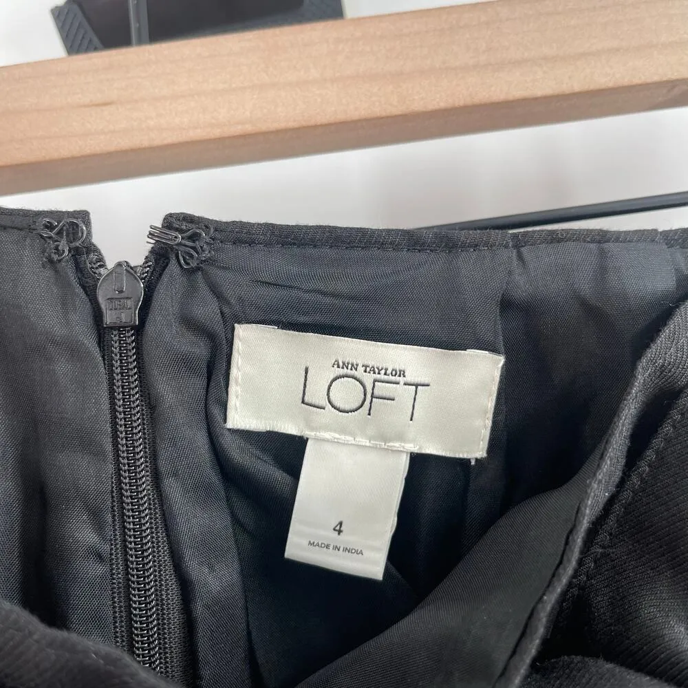 LOFT ANN TAYLOR Skirt Size 4 Linen Blend Black Tie Belt Business Casual Office - Image 3