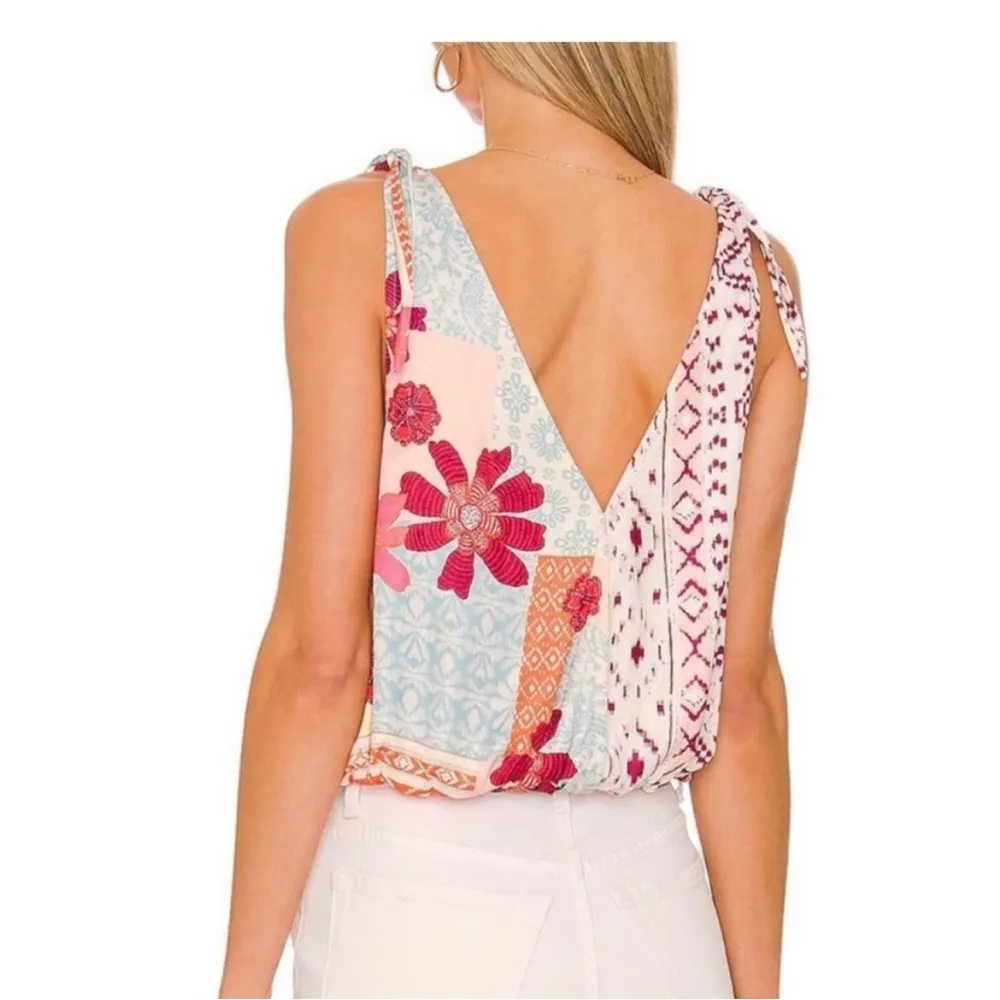 NWT Free People Tied To You Print Surplice Tank in Tropical Combo Boho Summer - Image 2