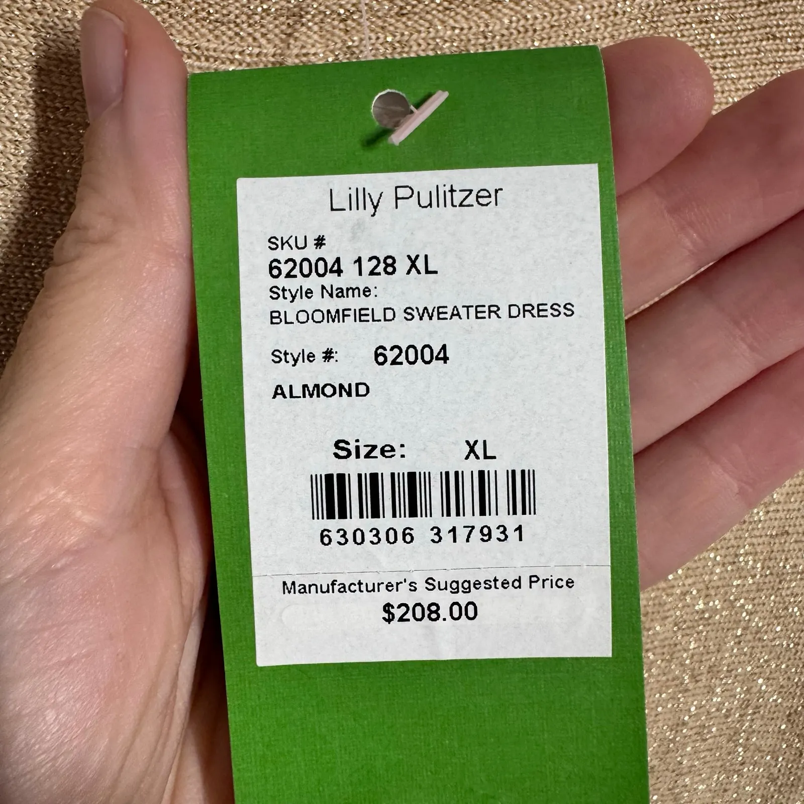 Lilly Pulitzer Bloomfield Sweater Dress NWT Women XL Gold Sparkle Merino Wool - Image 6