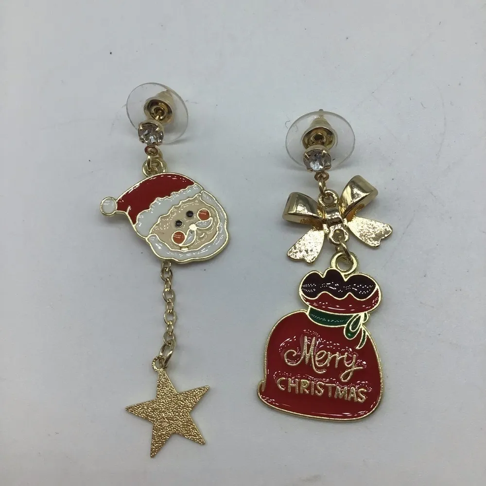 New Christmas SantaClaus gift bag fashion earrings Red - Image 10