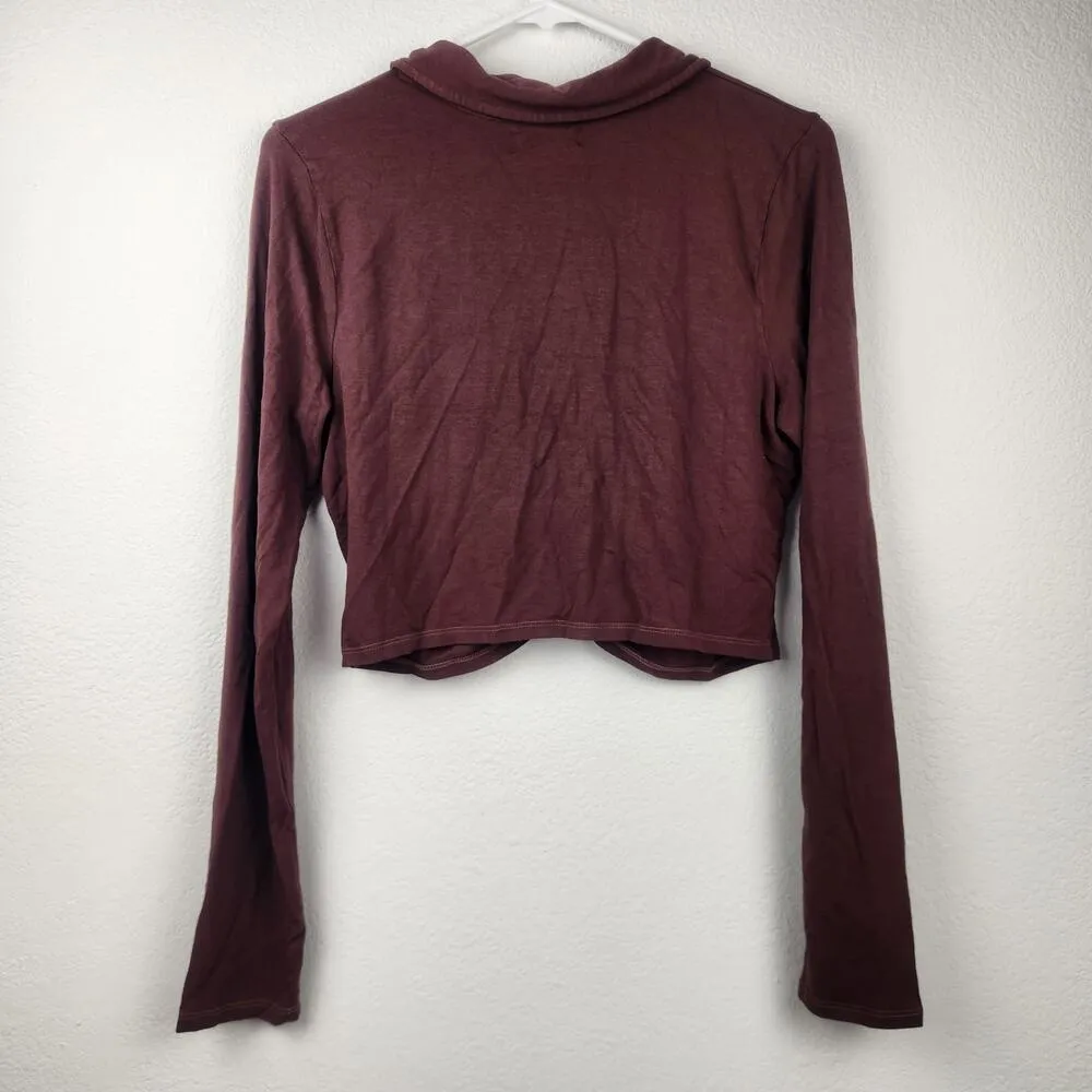 Lovers + Friends Bernie Crop Top Brown Size XL Long Sleeve Button Down NWT - Image 4