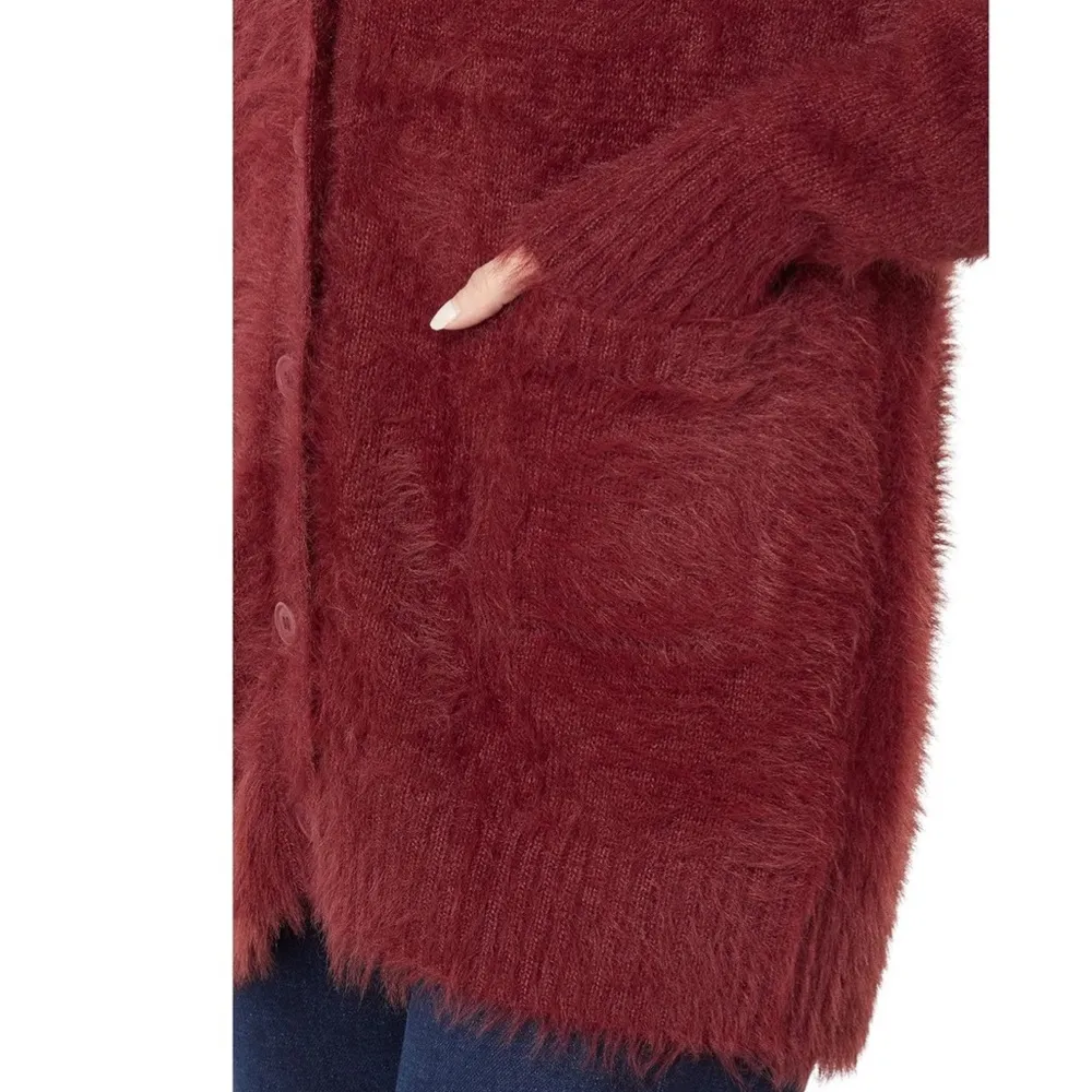NWT Splendid  Grandpa Cardigan Fuzzy Pockets In Color Crimson - Image 3