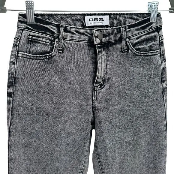 RSQ High Rise Straightleg Grey Acid Wash Jeans Size 24 - Image 2
