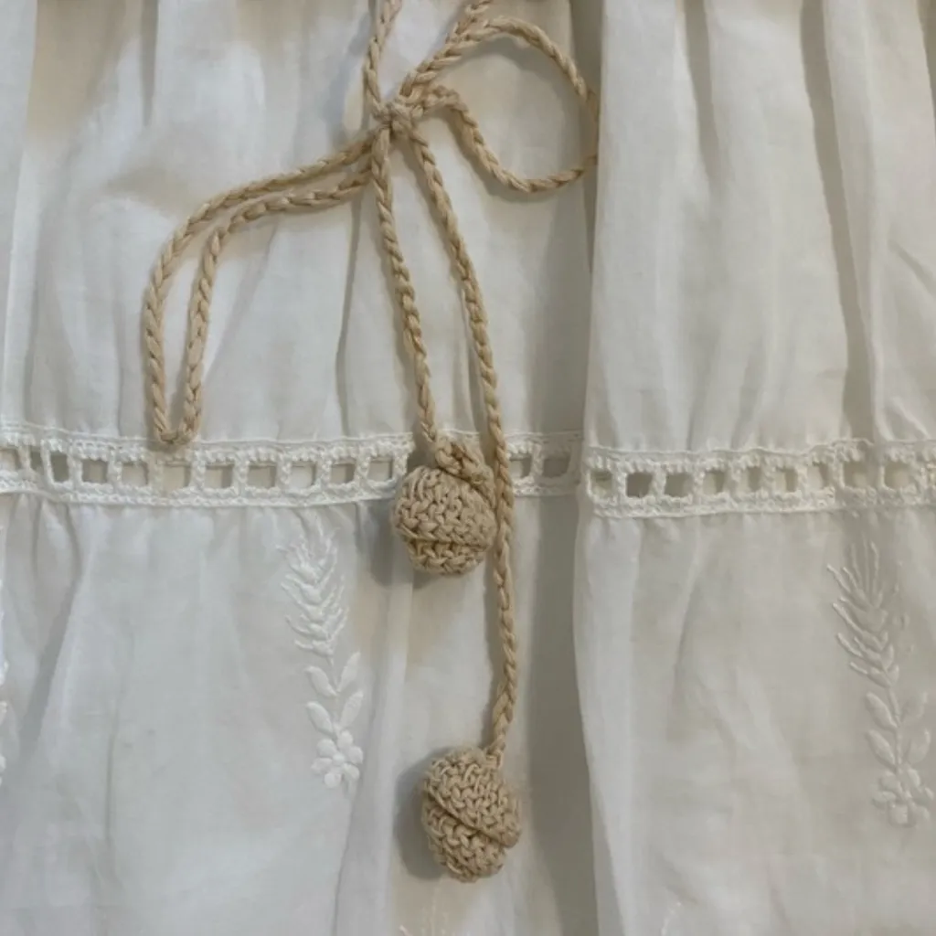 ANTHROPOLOGIE Beckett Crochet Beige Sleeveless Eyelet Midi Dress - Image 8